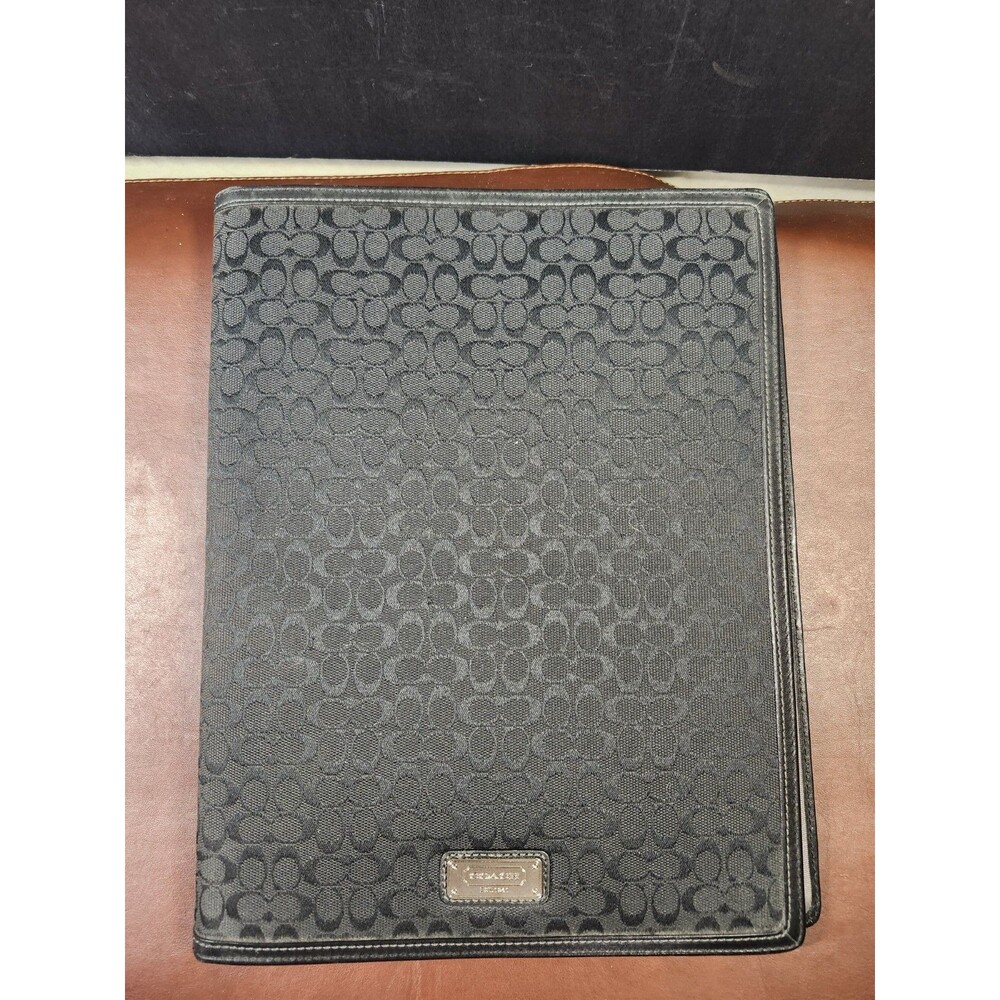 vintage black leather Coach portfolio padfolio